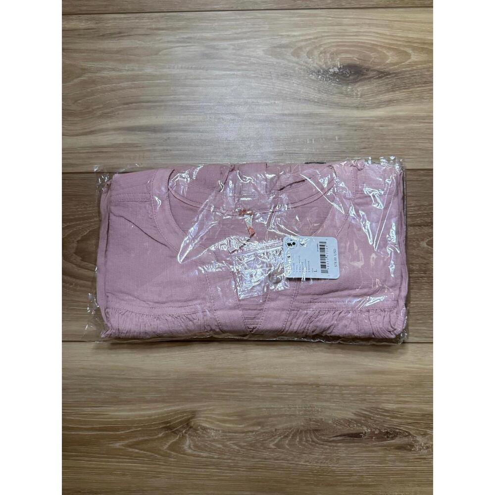 NWT! Free People Little Cloud Button-Up Crop Top in Pink Size Large - Picture 2 of 4